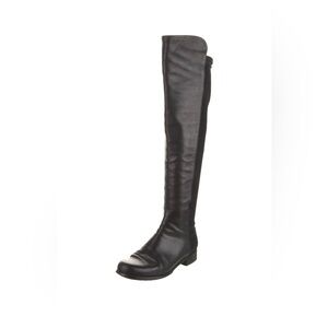 Stuart Weitzman Leather Over-the-Knee Flat Boots with Rounded Toe